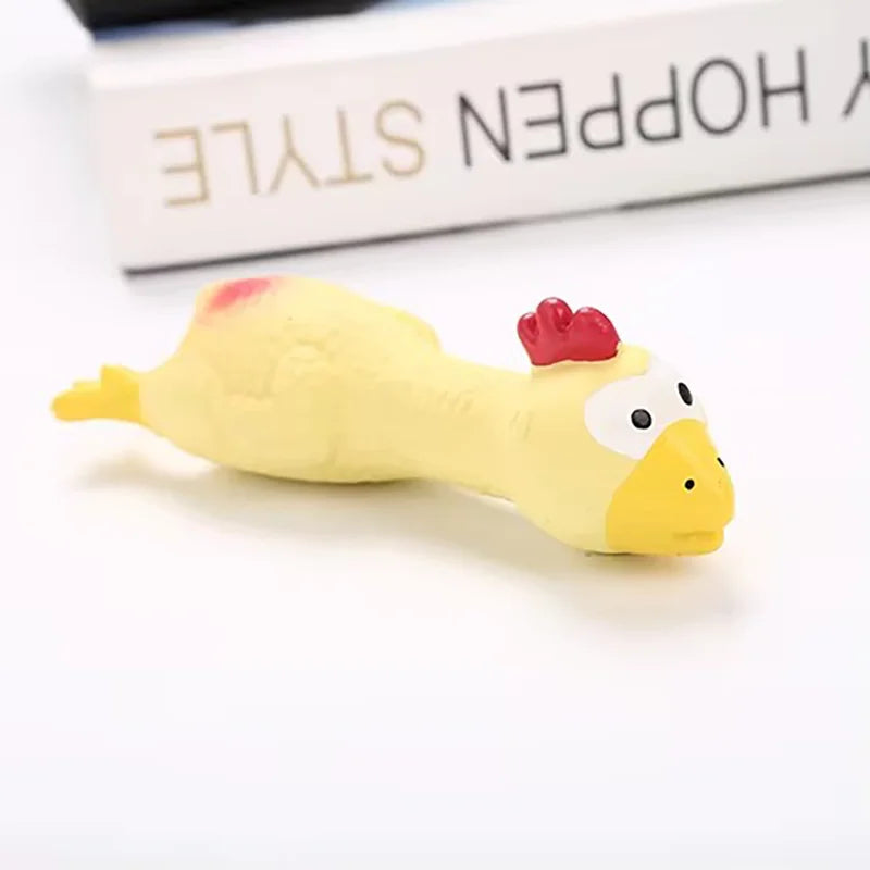 Latex Pipande Hundleksak – Kycklingform för Små och Medelstora Hundar