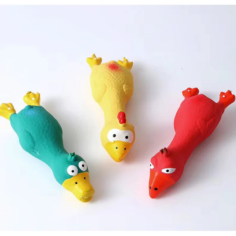 Latex Pipande Hundleksak – Kycklingform för Små och Medelstora Hundar