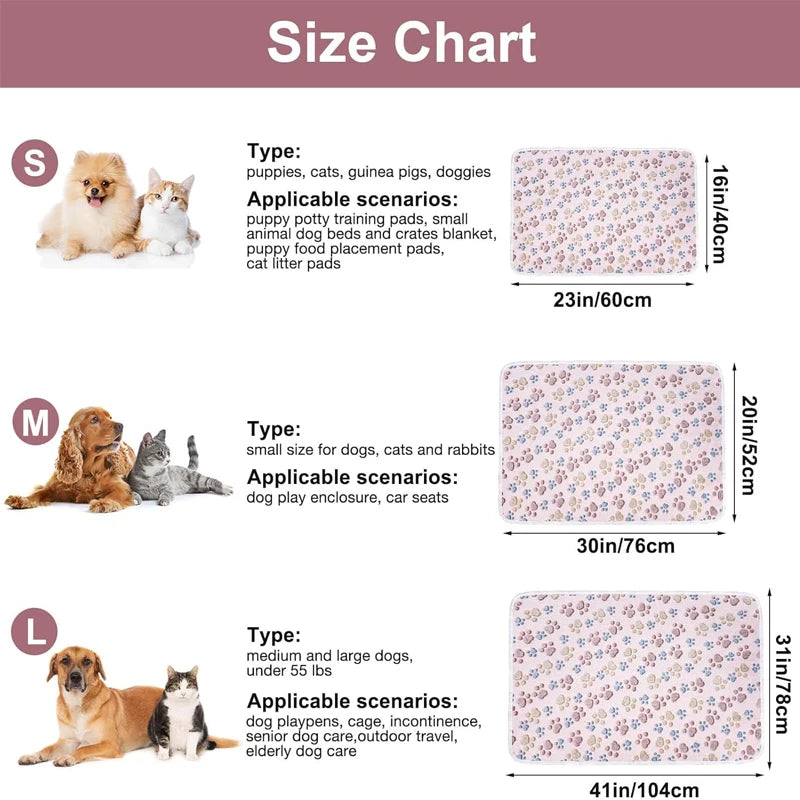 Mjuk Husdjurfilt med Söta Tassmönster – Fluffig & Värmande Filt för Katt och Hund