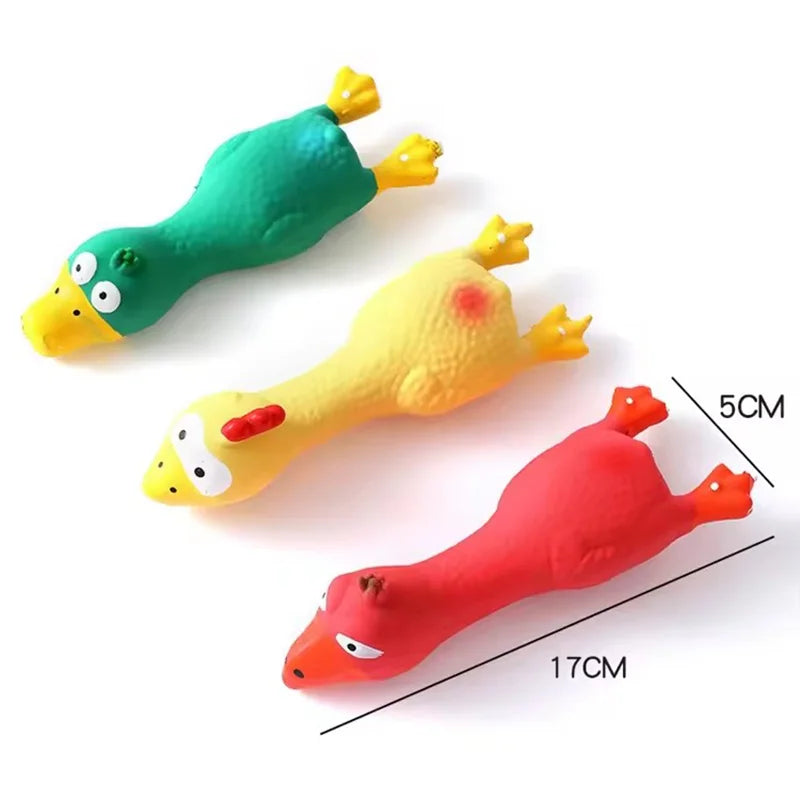 Latex Pipande Hundleksak – Kycklingform för Små och Medelstora Hundar